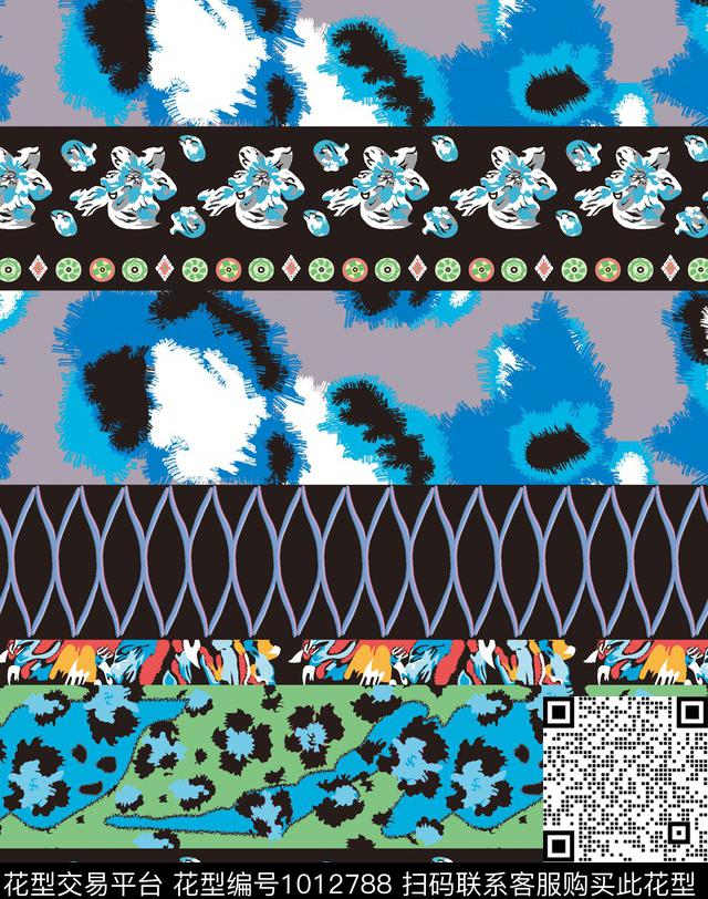 数码华亿平台抽象花卉民族风数码印花华亿平台下载（图片编号: 1012788） - 瓦栏（Walan）