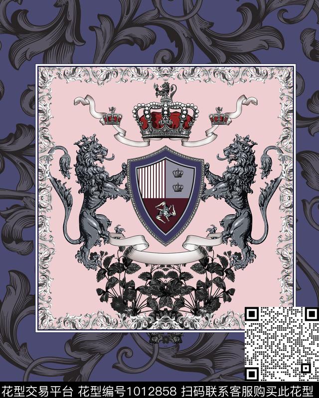 宫廷风狮子大牌风数码印花华亿平台下载（图片编号: 1012858） - 瓦栏（Walan）