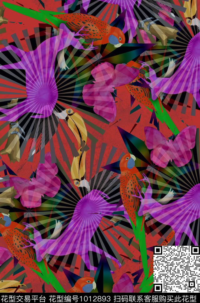 动物花卉抽象斑马纹数码印花华亿平台下载（图片编号: 1012893） - 瓦栏（Walan）