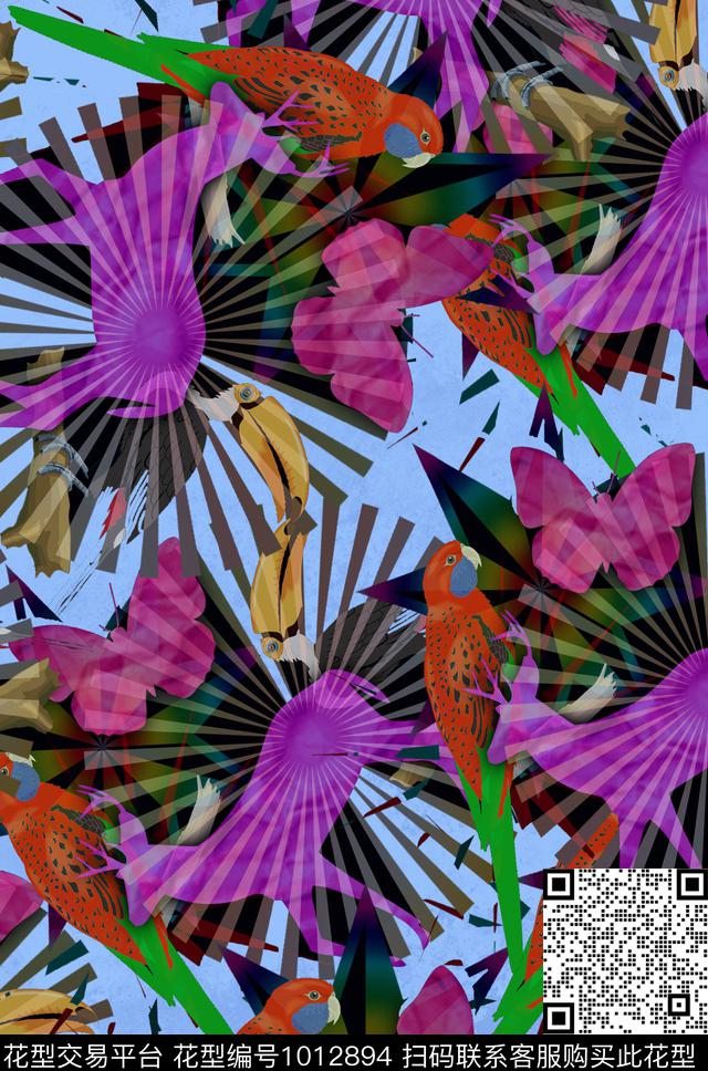 动物花卉抽象斑马纹数码印花华亿平台下载（图片编号: 1012894） - 瓦栏（Walan）