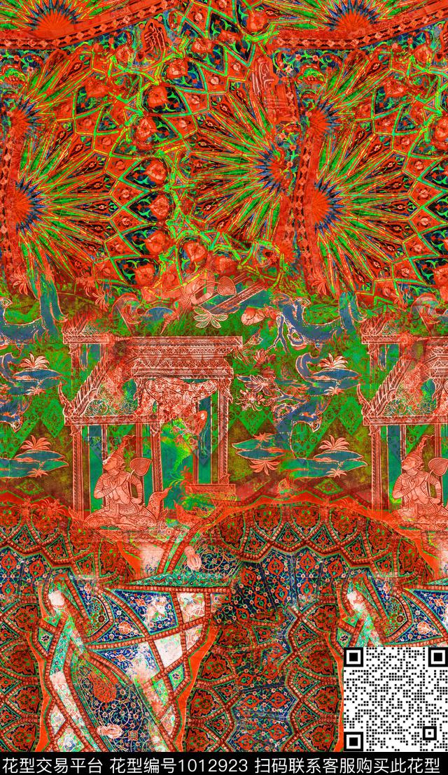 数码华亿平台民族风香云纱数码印花华亿平台下载（图片编号: 1012923） - 瓦栏（Walan）