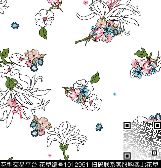 花卉小碎花女性化传统印花华亿平台下载（图片编号: 1012951） - 瓦栏（Walan）