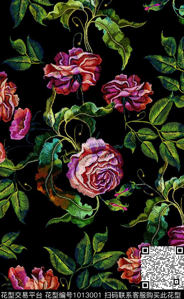 数码华亿平台秋冬华亿平台花卉数码印花华亿平台下载（图片编号: 1013001） - 瓦栏（Walan）