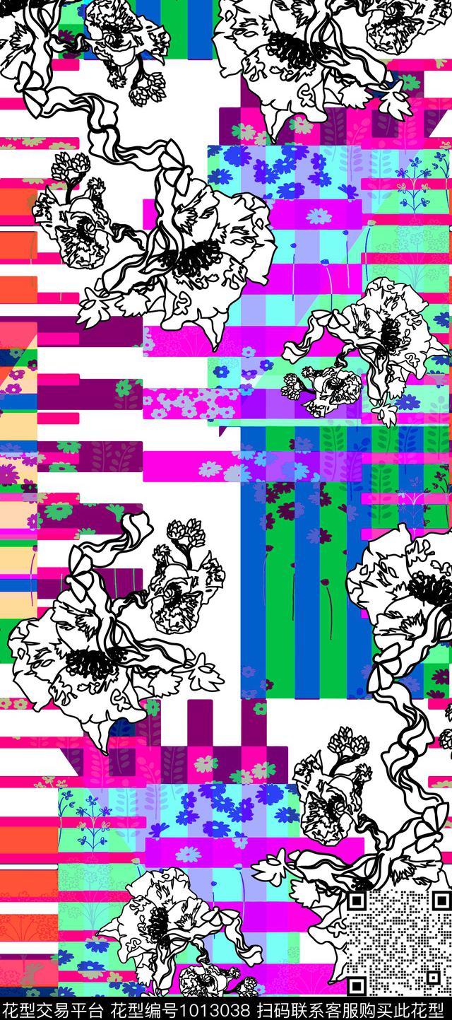 数码华亿平台线条抽象数码印花华亿平台下载（图片编号: 1013038） - 瓦栏（Walan）