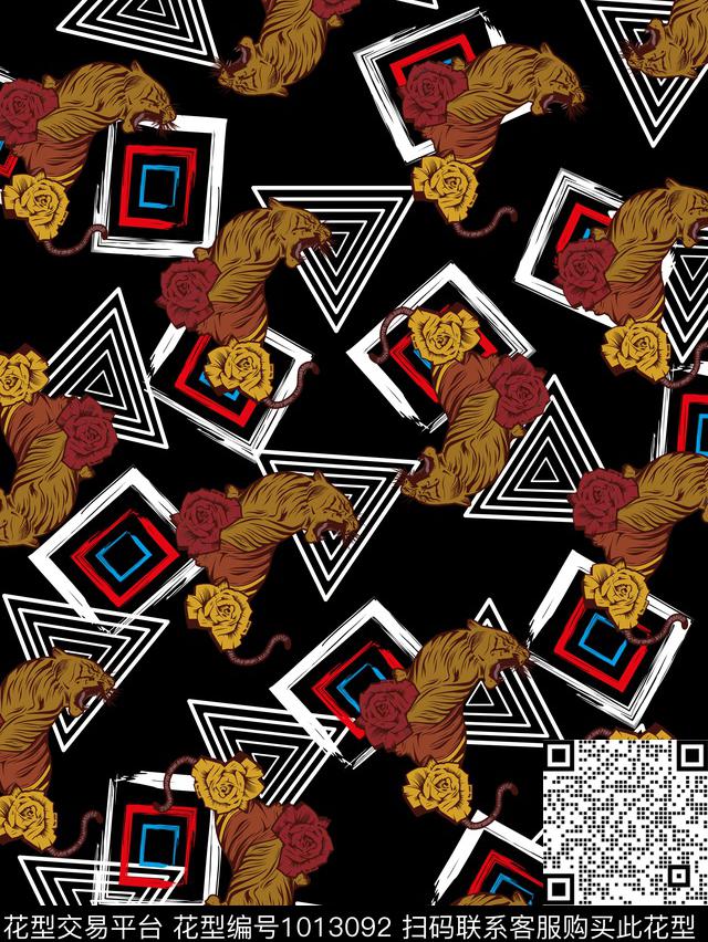 男装几何大牌风数码印花华亿平台下载（图片编号: 1013092） - 瓦栏（Walan）