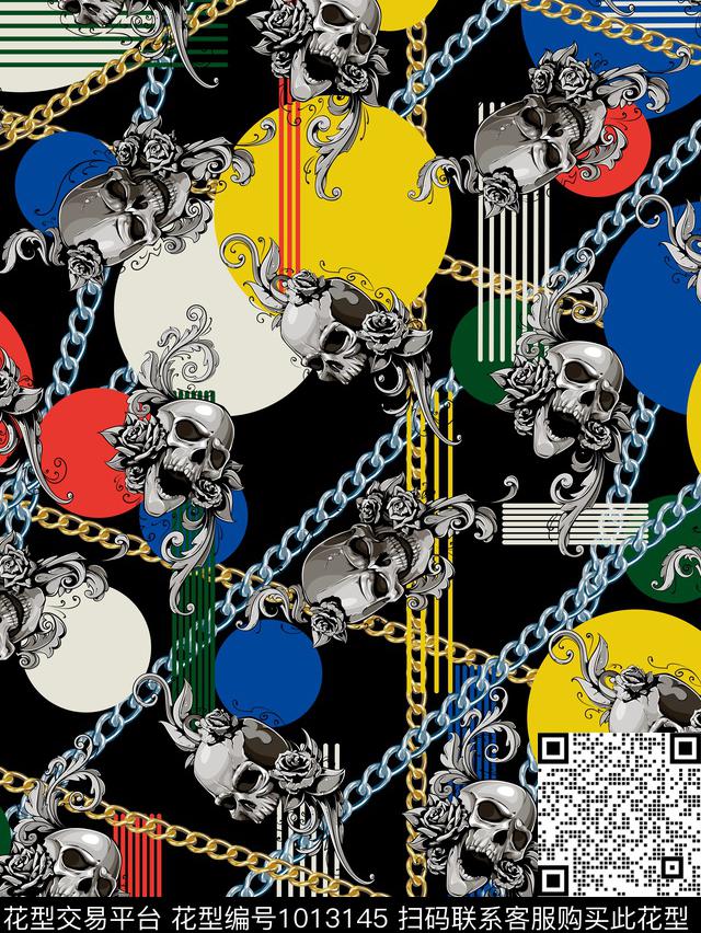 骷髅男装圆形数码印花华亿平台下载（图片编号: 1013145） - 瓦栏（Walan）