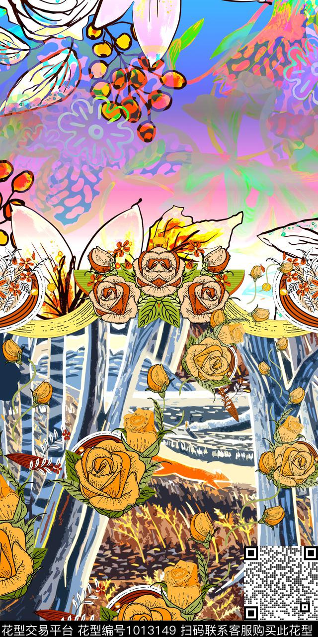 数码华亿平台抽象女装数码印花华亿平台下载（图片编号: 1013149） - 瓦栏（Walan）