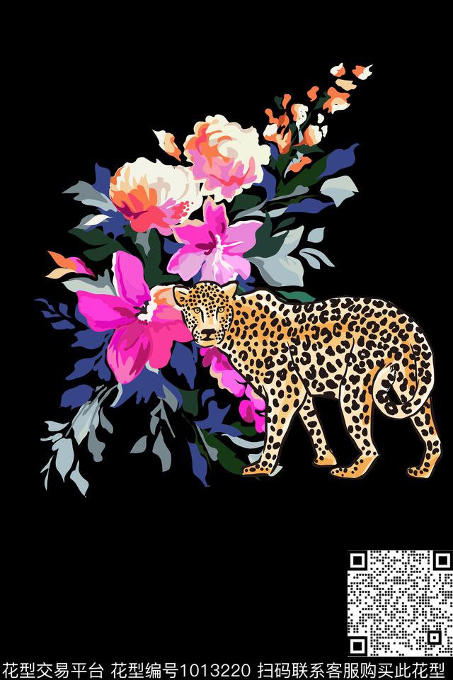 男装豹纹花卉传统印花华亿平台下载（图片编号: 1013220） - 瓦栏（Walan）