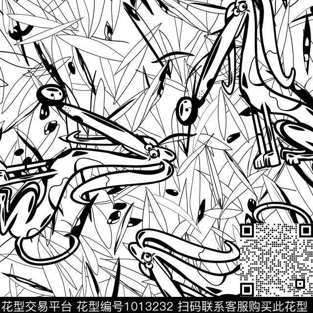 大牌风线条画狗数码印花华亿平台下载（图片编号: 1013232） - 瓦栏（Walan）