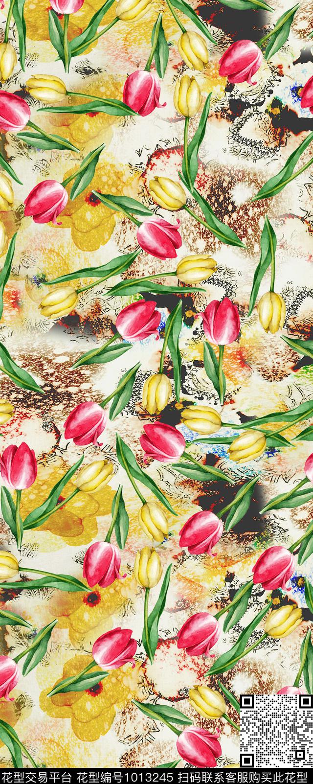 数码华亿平台植物花卉数码印花华亿平台下载（图片编号: 1013245） - 瓦栏（Walan）