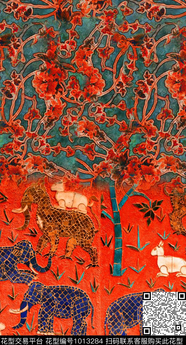 民族风香云纱复古数码印花华亿平台下载（图片编号: 1013284） - 瓦栏（Walan）