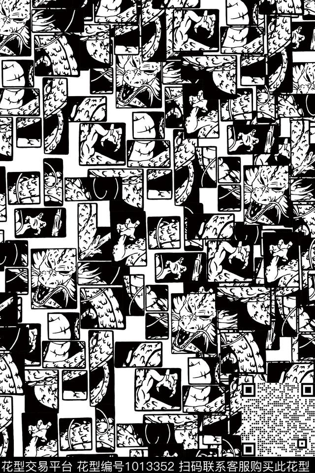 数码华亿平台黑白华亿平台龙数码印花华亿平台下载（图片编号: 1013352） - 瓦栏（Walan）