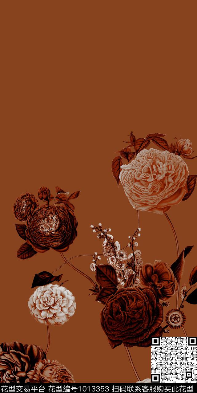 花卉定位花女装定位花数码印花华亿平台下载（图片编号: 1013353） - 瓦栏（Walan）