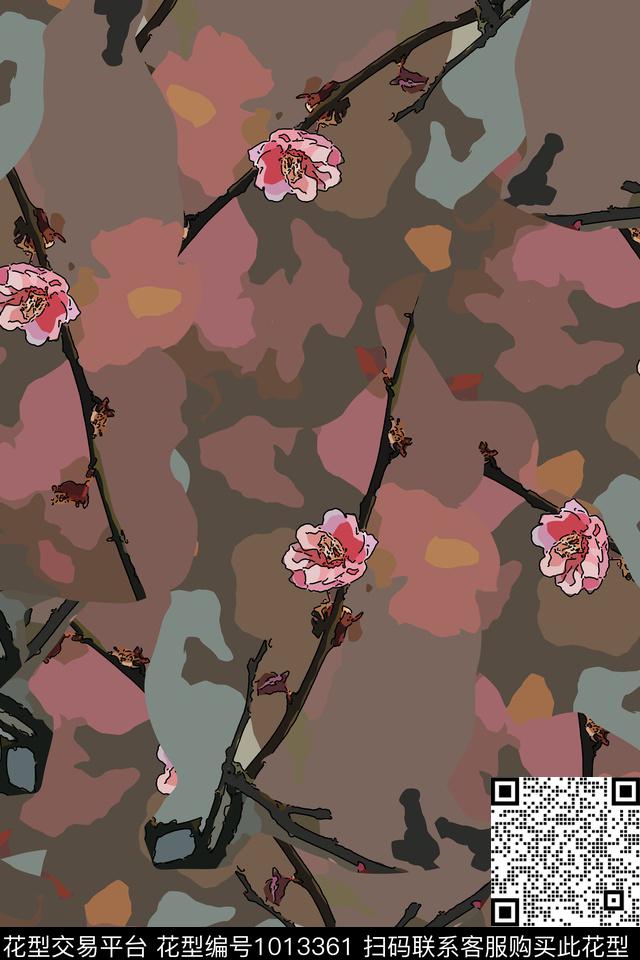 梅花传统华亿平台花卉传统印花华亿平台下载（图片编号: 1013361） - 瓦栏（Walan）