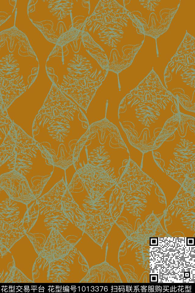 裤子绿植树叶中国风传统印花华亿平台下载（图片编号: 1013376） - 瓦栏（Walan）