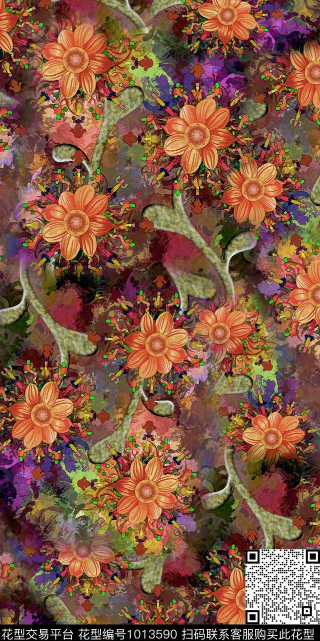 数码华亿平台3D立体花卉数码印花华亿平台下载（图片编号: 1013590） - 瓦栏（Walan）