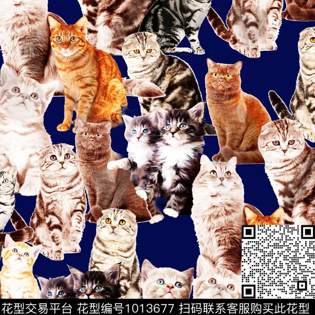 数码华亿平台猫手绘花卉数码印花华亿平台下载（图片编号: 1013677） - 瓦栏（Walan）