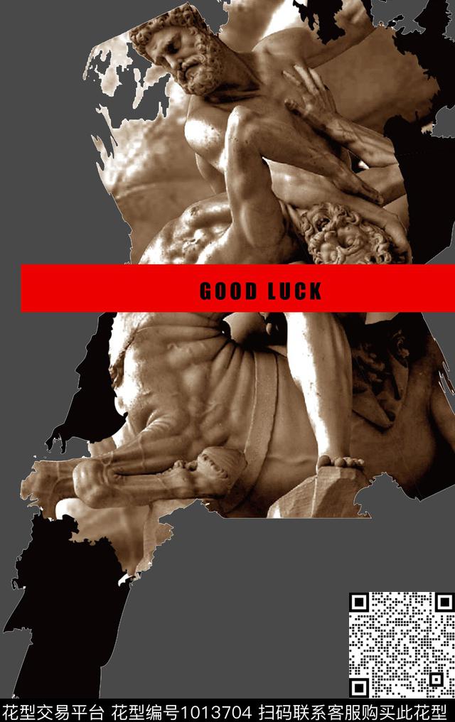 胸前独幅抽象男装雕塑数码印花华亿平台下载（图片编号: 1013704） - 瓦栏（Walan）