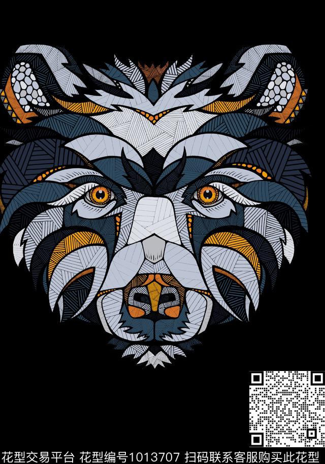 大花胸前独幅抽象男装数码印花华亿平台下载（图片编号: 1013707） - 瓦栏（Walan）