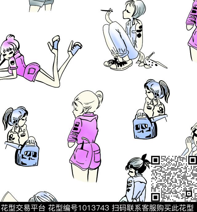 卡通抽象女装传统印花华亿平台下载（图片编号: 1013743） - 瓦栏（Walan）