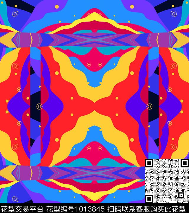 趣味几何潮牌数码印花华亿平台下载（图片编号: 1013845） - 瓦栏（Walan）