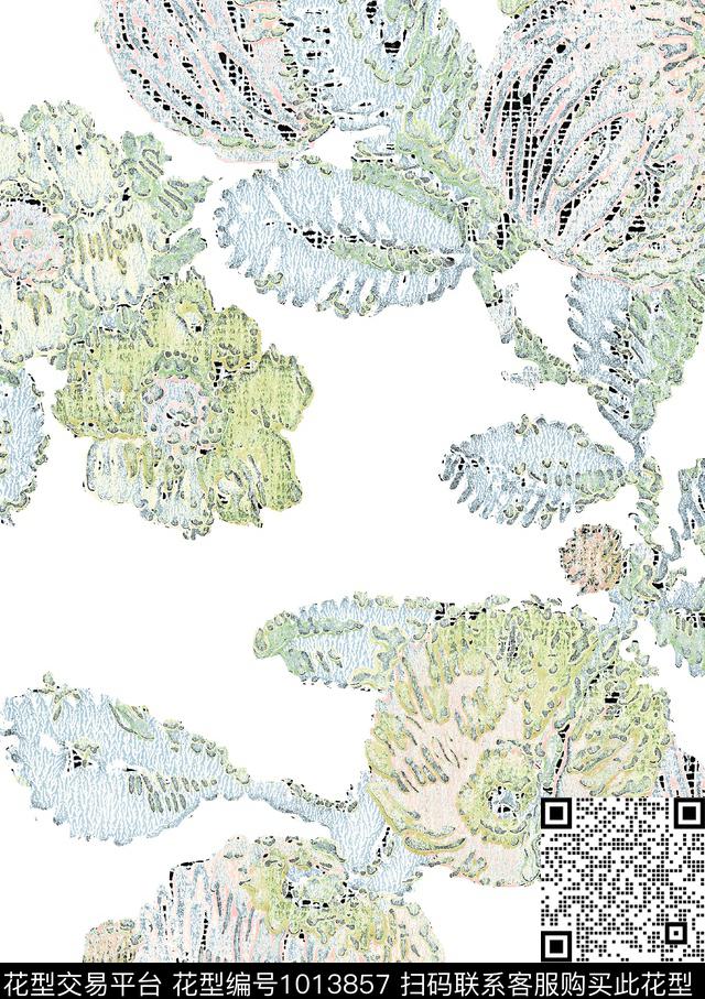 数码华亿平台抽象花卉创意数码印花华亿平台下载（图片编号: 1013857） - 瓦栏（Walan）