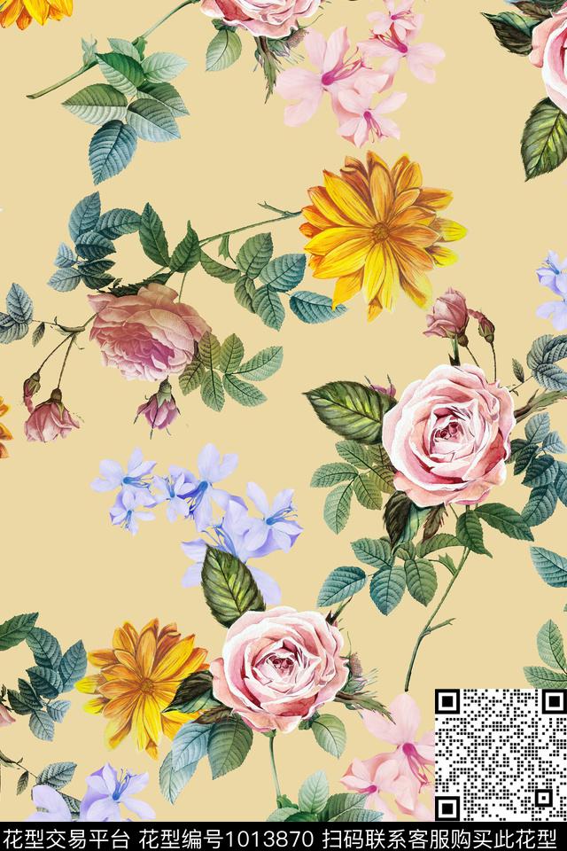 植物手绘花卉花卉数码印花华亿平台下载（图片编号: 1013870） - 瓦栏（Walan）