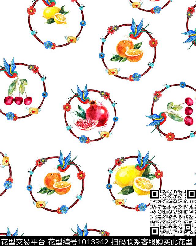 石榴柠檬水果数码印花华亿平台下载（图片编号: 1013942） - 瓦栏（Walan）