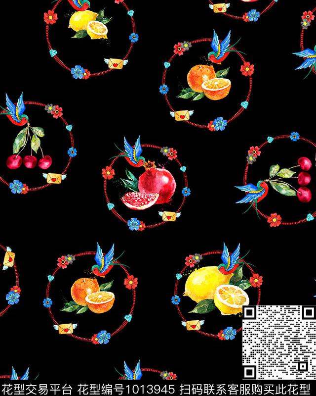 石榴柠檬水果数码印花华亿平台下载（图片编号: 1013945） - 瓦栏（Walan）