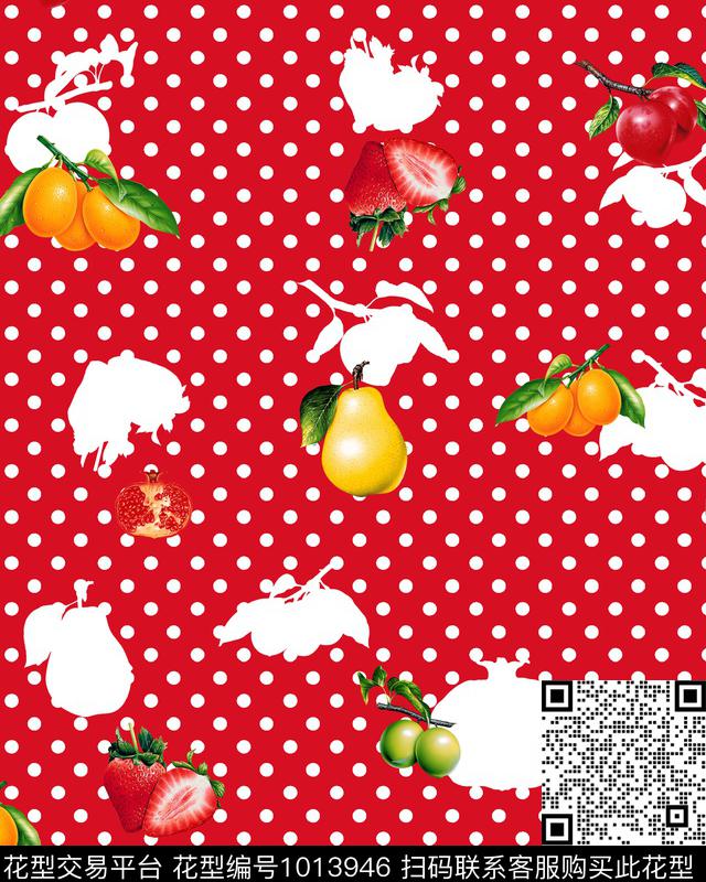 几何水果几何花卉数码印花华亿平台下载（图片编号: 1013946） - 瓦栏（Walan）