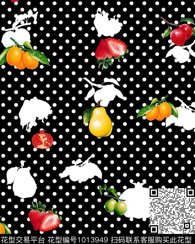 几何水果几何花卉数码印花华亿平台下载（图片编号: 1013949） - 瓦栏（Walan）