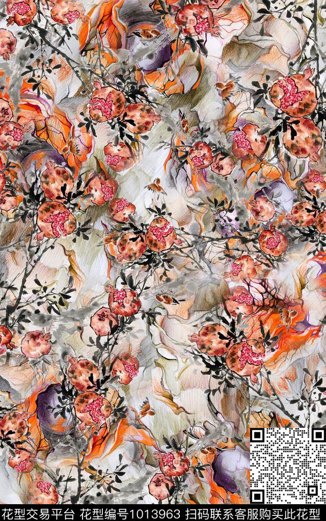民族风花卉复古数码印花华亿平台下载（图片编号: 1013963） - 瓦栏（Walan）