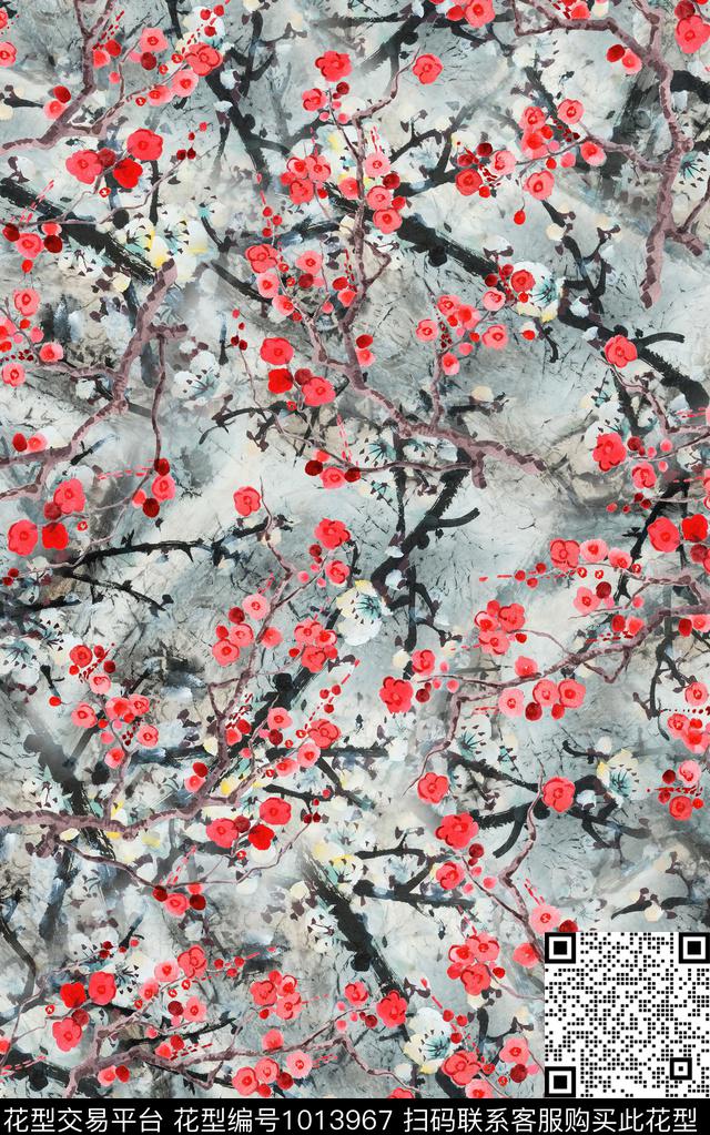 民族风花卉复古数码印花华亿平台下载（图片编号: 1013967） - 瓦栏（Walan）