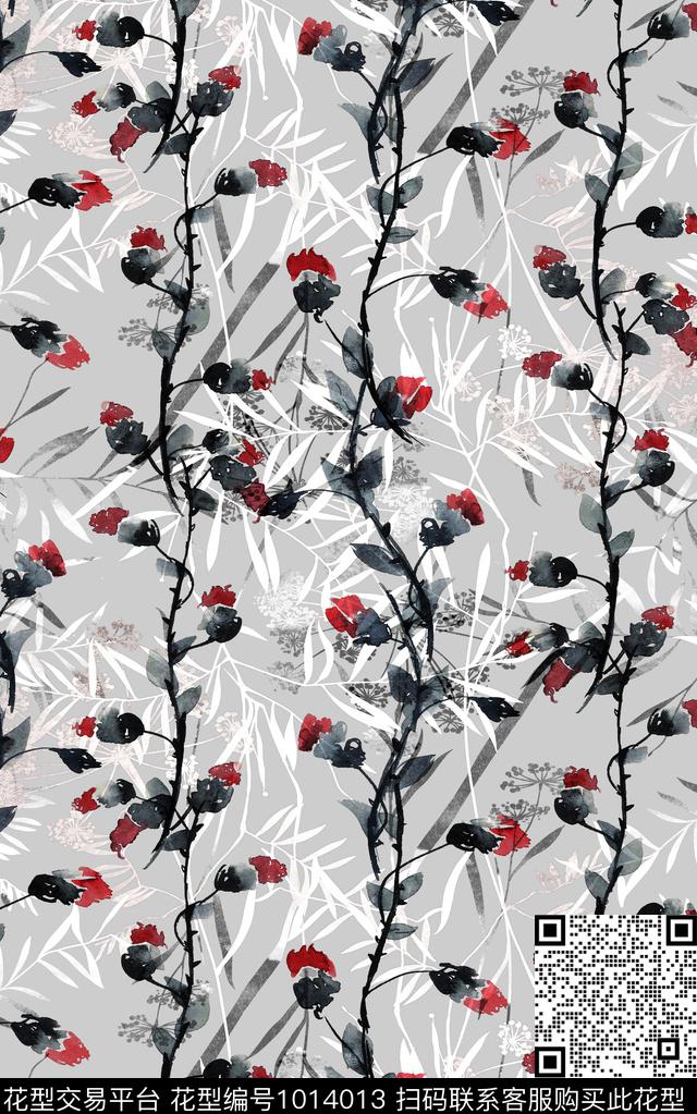 民族风抽象花卉数码印花华亿平台下载（图片编号: 1014013） - 瓦栏（Walan）