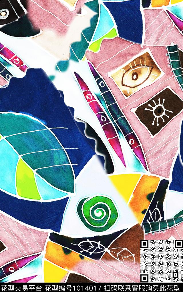 民族风抽象复古数码印花华亿平台下载（图片编号: 1014017） - 瓦栏（Walan）