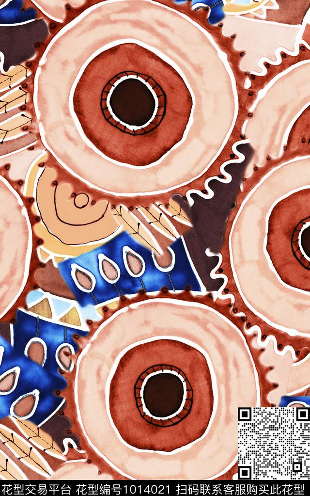 民族风复古潮牌数码印花华亿平台下载（图片编号: 1014021） - 瓦栏（Walan）