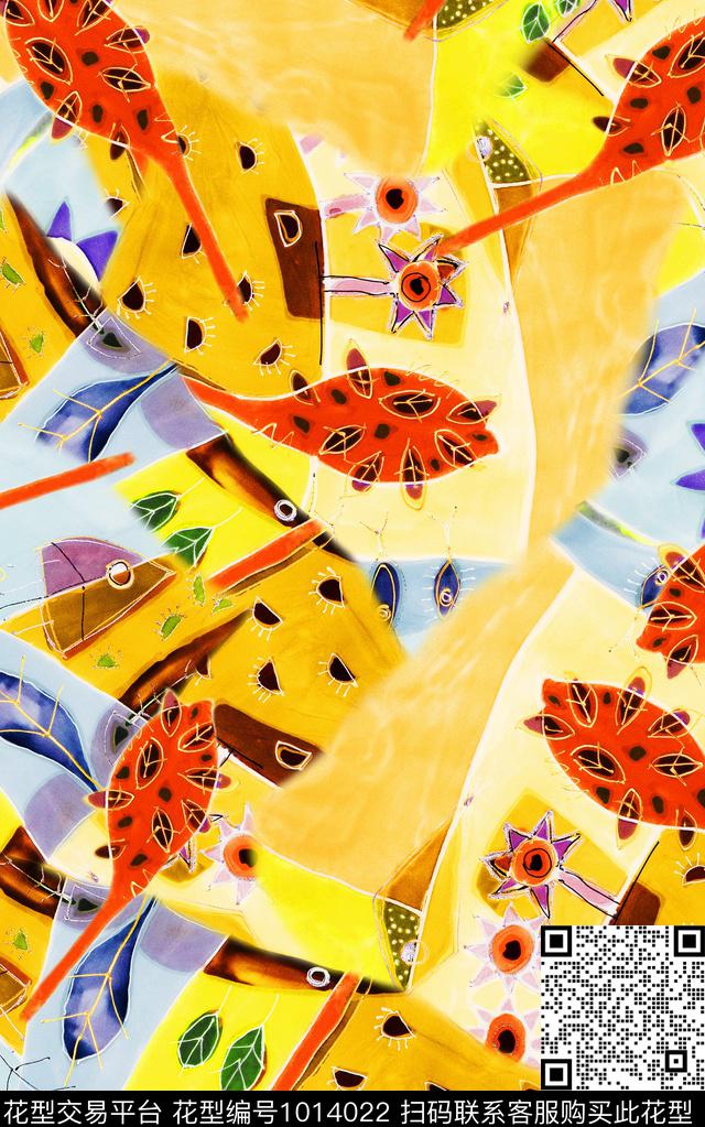 民族风花卉复古数码印花华亿平台下载（图片编号: 1014022） - 瓦栏（Walan）