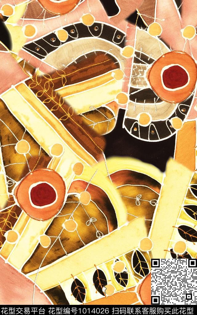 民族风花卉复古数码印花华亿平台下载（图片编号: 1014026） - 瓦栏（Walan）