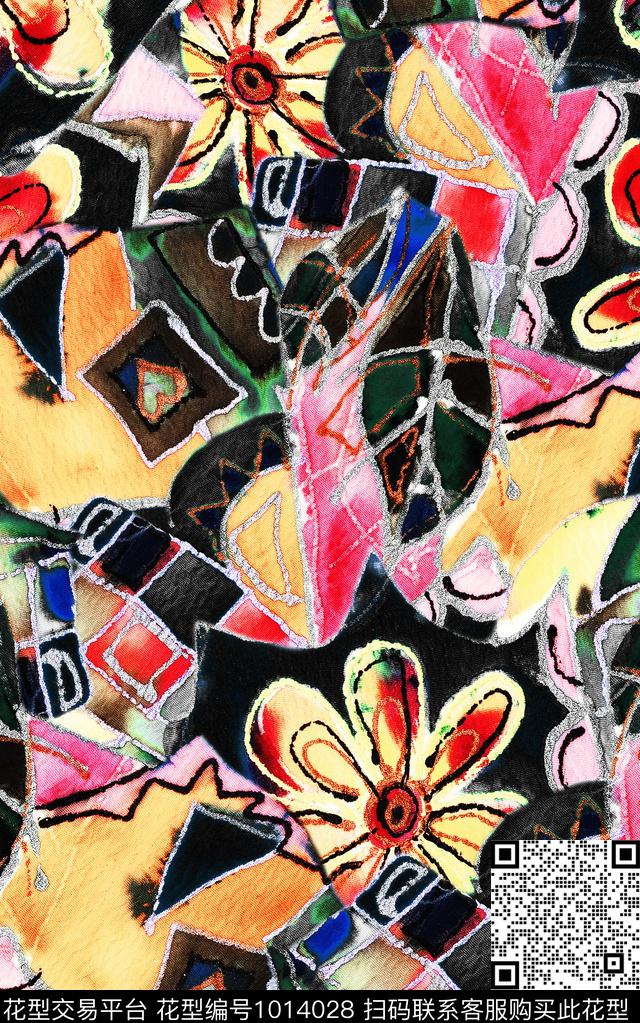 民族风花卉复古数码印花华亿平台下载（图片编号: 1014028） - 瓦栏（Walan）