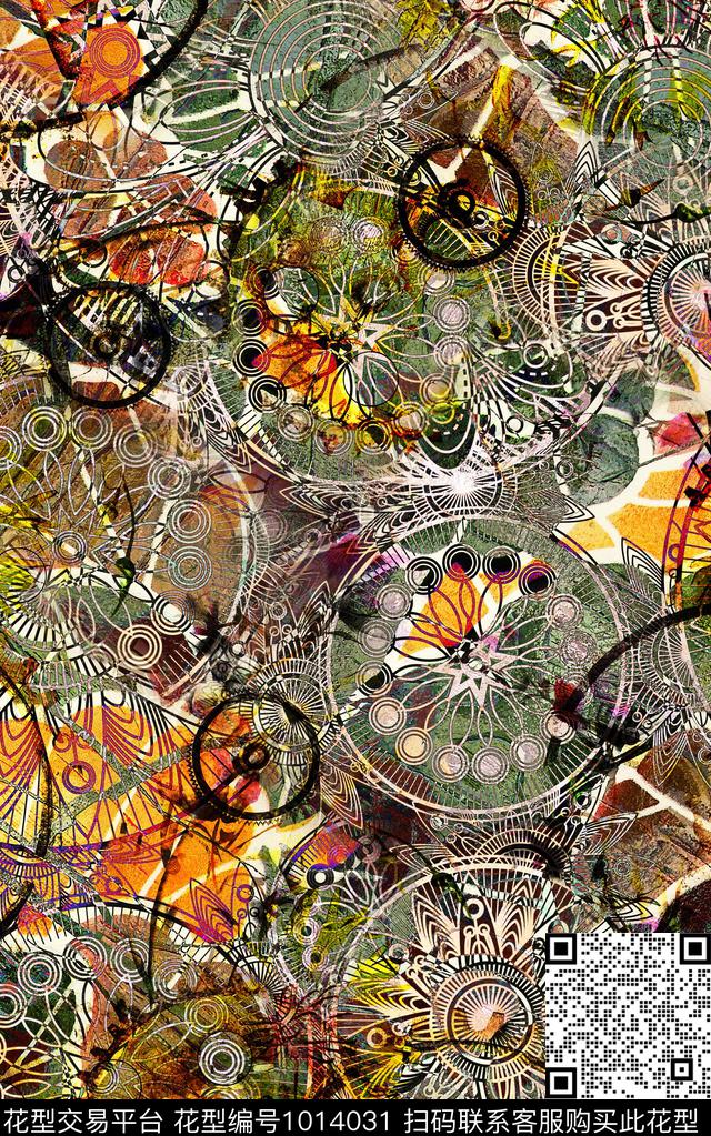 民族风复古潮牌数码印花华亿平台下载（图片编号: 1014031） - 瓦栏（Walan）