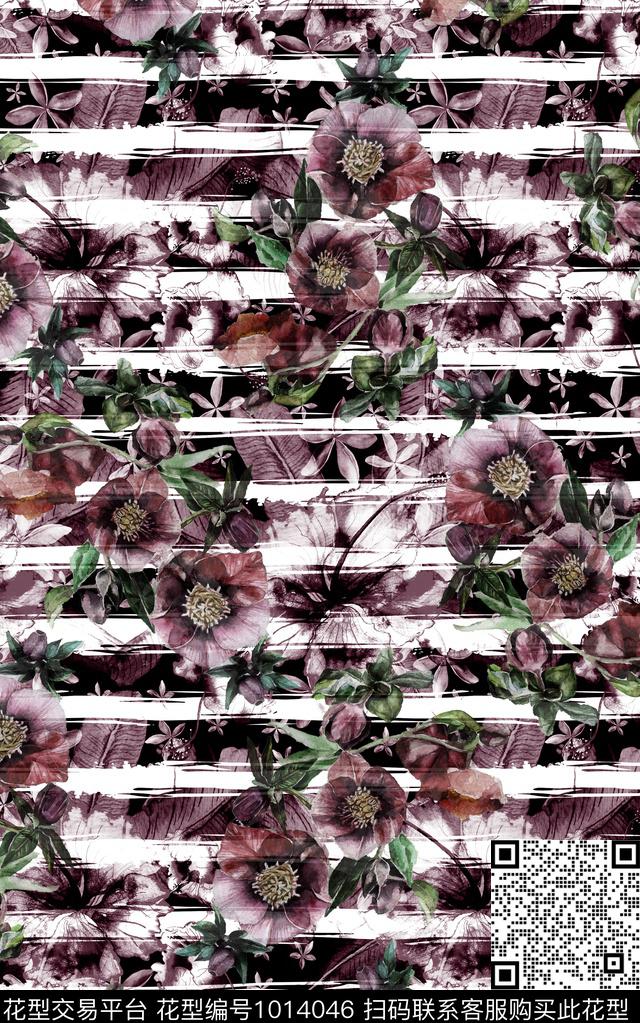 民族风花卉复古数码印花华亿平台下载（图片编号: 1014046） - 瓦栏（Walan）