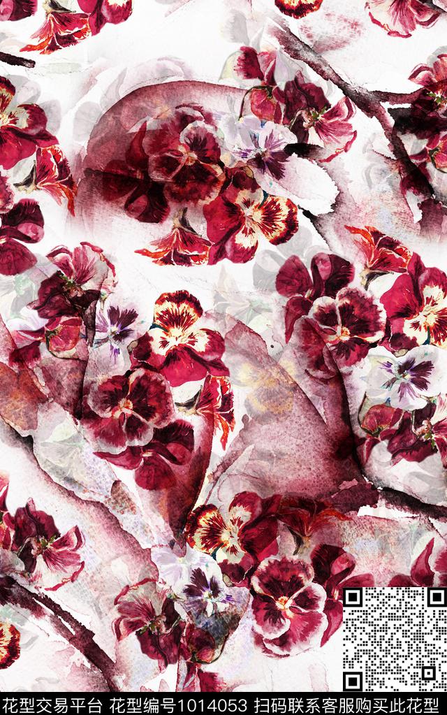 民族风花卉复古数码印花华亿平台下载（图片编号: 1014053） - 瓦栏（Walan）