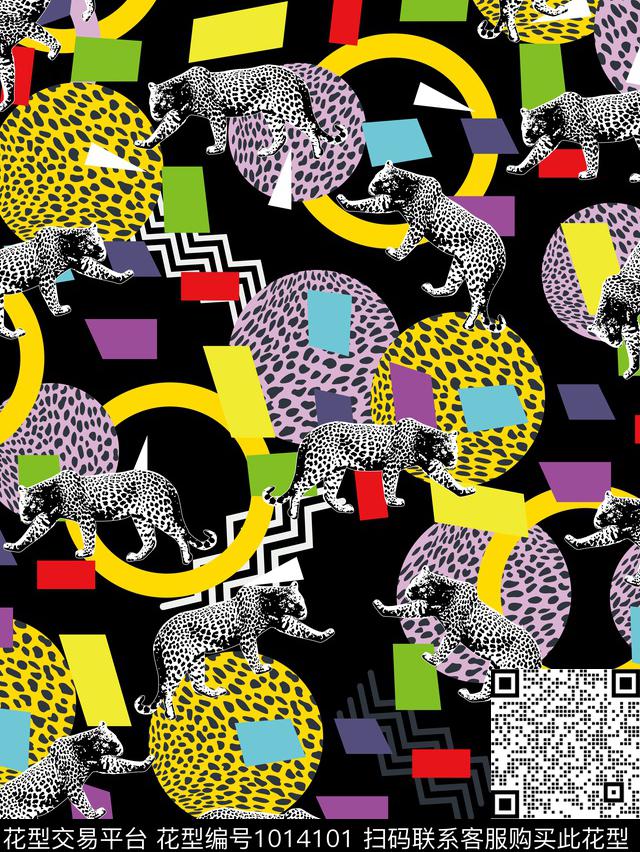 男装豹纹圆形数码印花华亿平台下载（图片编号: 1014101） - 瓦栏（Walan）