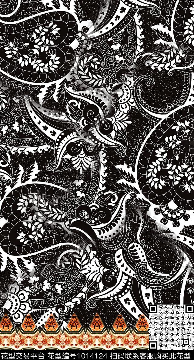 民族风复古潮牌数码印花华亿平台下载（图片编号: 1014124） - 瓦栏（Walan）