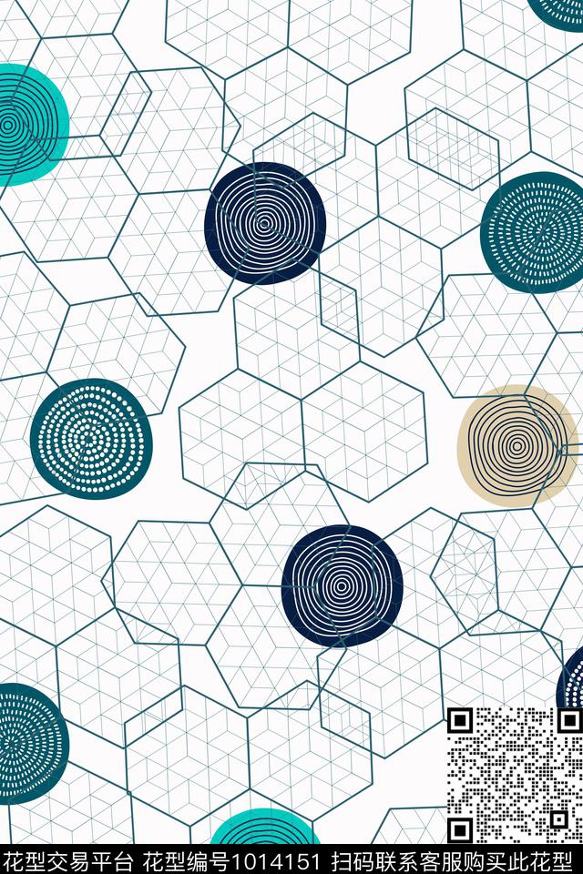 3D立体圆形几何传统印花华亿平台下载（图片编号: 1014151） - 瓦栏（Walan）
