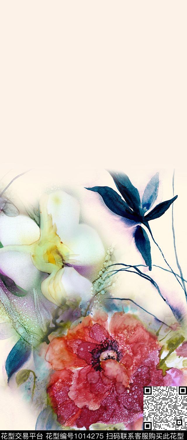 国画中国风定位花数码印花华亿平台下载（图片编号: 1014275） - 瓦栏（Walan）