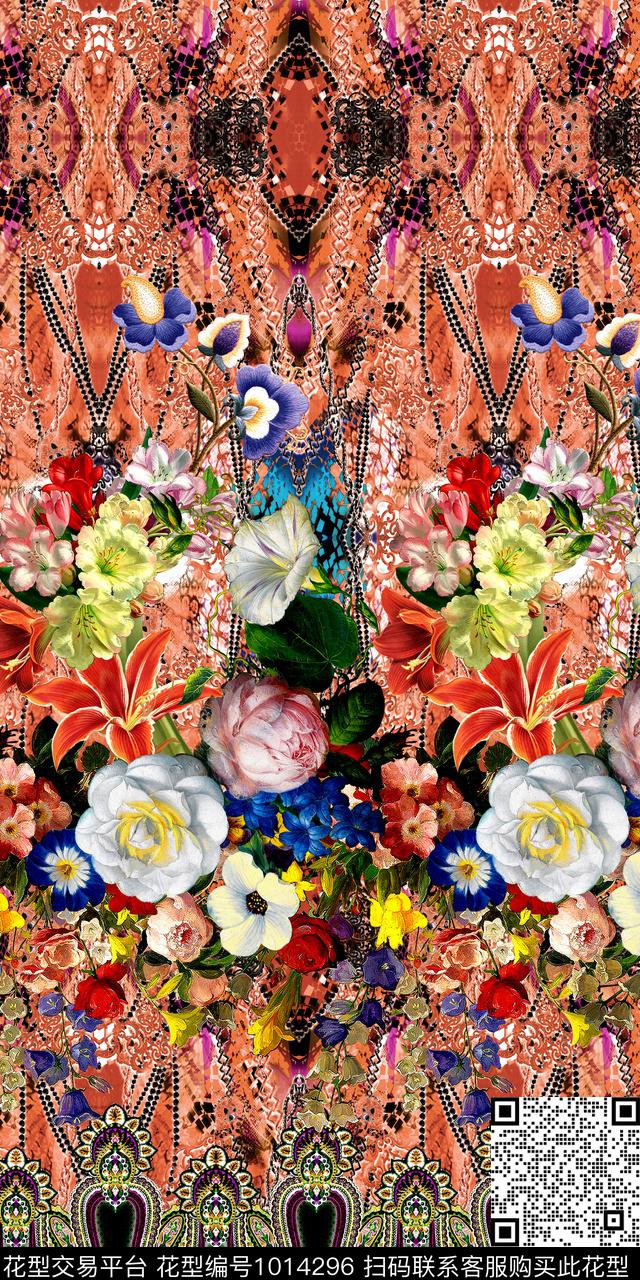 花卉数码印花华亿平台下载（图片编号: 1014296） - 瓦栏（Walan）