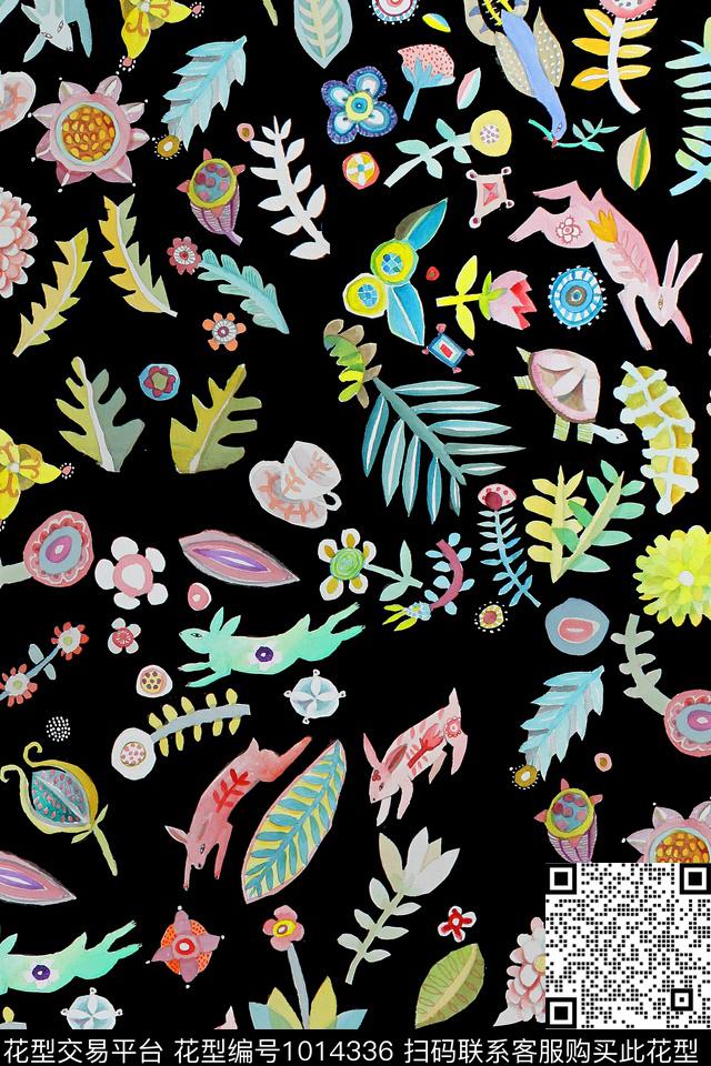 动物小碎花数码印花华亿平台下载（图片编号: 1014336） - 瓦栏（Walan）