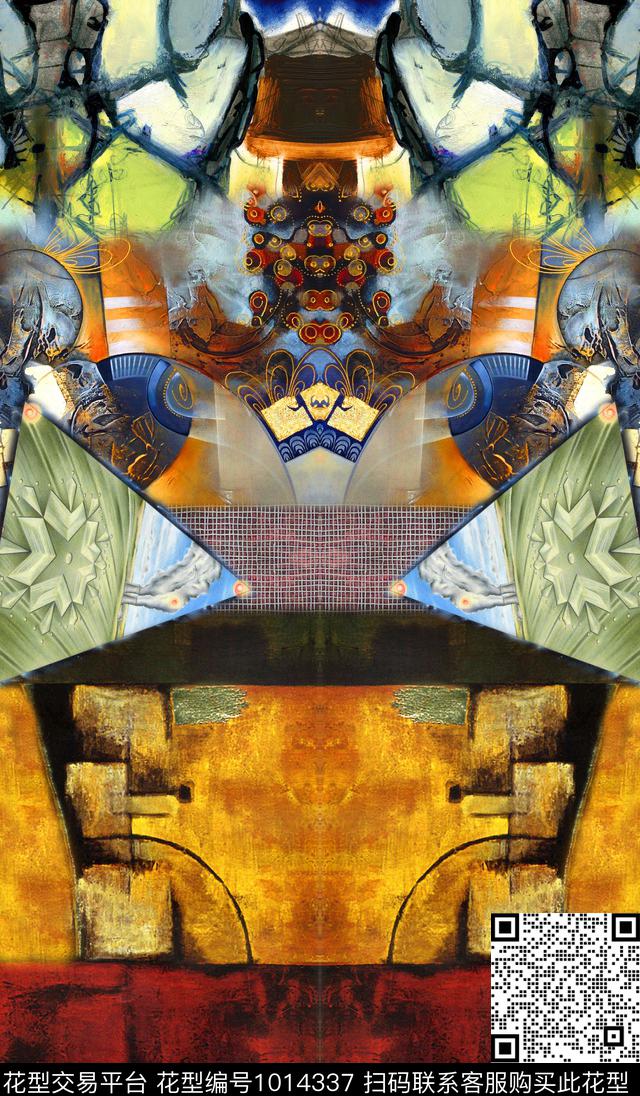 肌理抽象油画华亿平台数码印花华亿平台下载（图片编号: 1014337） - 瓦栏（Walan）