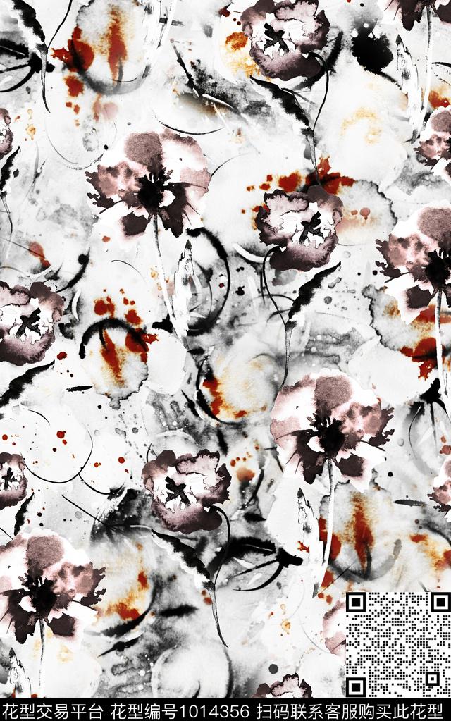 花卉复古大牌风数码印花华亿平台下载（图片编号: 1014356） - 瓦栏（Walan）